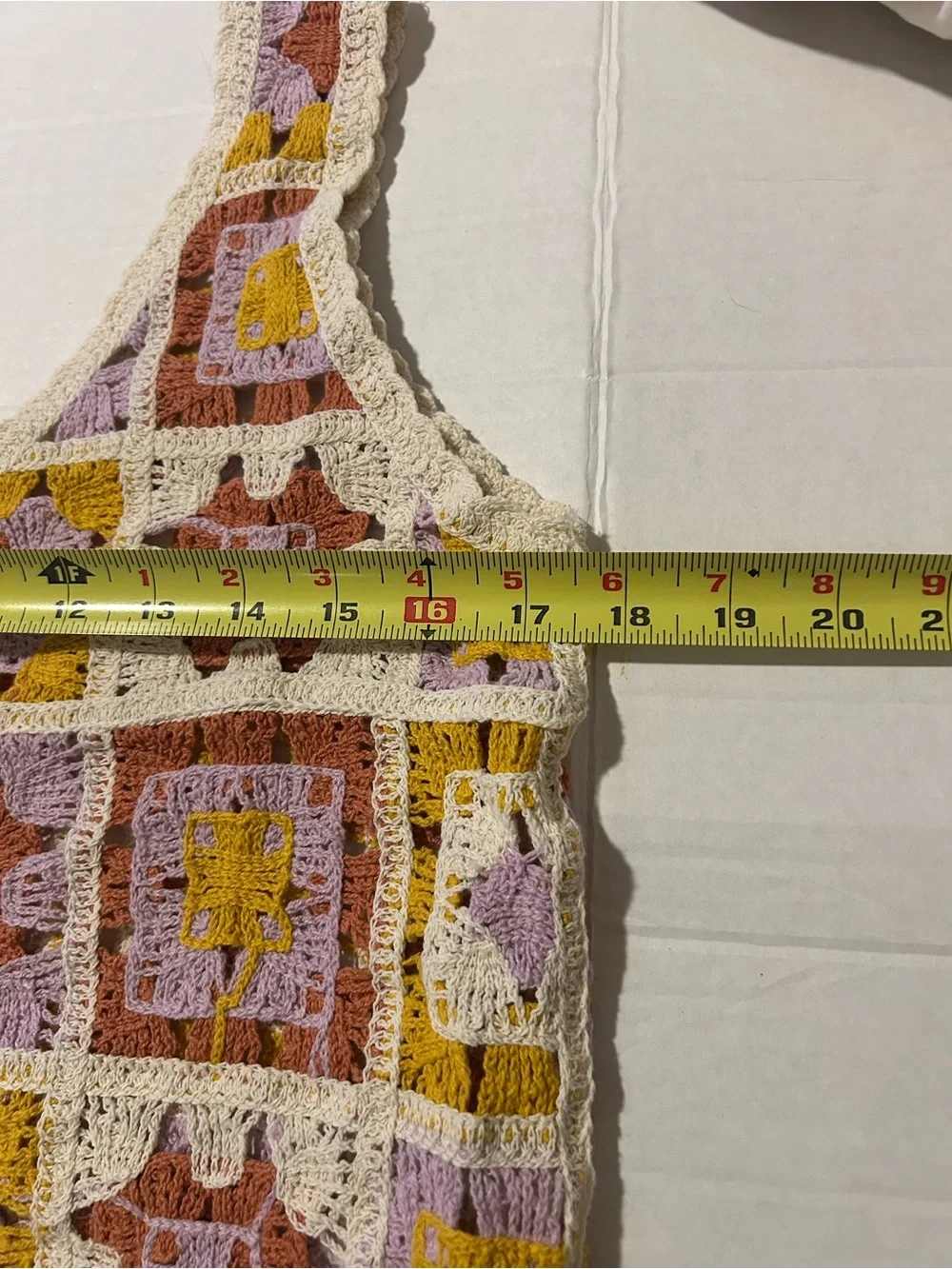 Boho Granny Square Crochet Tank Top S Rebellion Festival Beachy Boho Patchwork - Picture 3 of 12